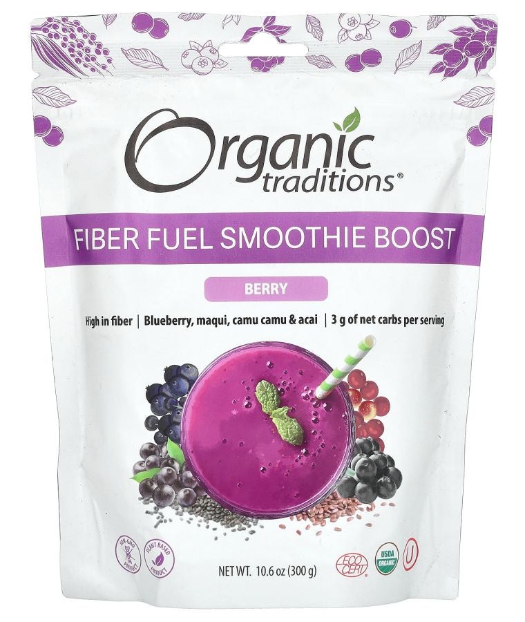 Organic Traditions Fiber Fuel Smoothie Boost Berry 10.6 oz (300 g)