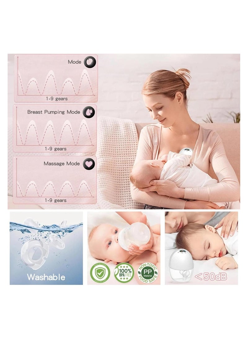 Wearable Hands-Free Breast Pump, Portable with Low Noise, 3 Modes, 9 Levels, Smart Display, and 24mm Shield (Includes 17/19/21mm Flanges - Image 5