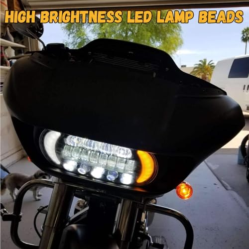 Atubeix Headlight LED Road Glide Motorcycle, Daytime Running Side Lights for 2015 2016 2017 2018 2019 2020 2021 2022 2023 Headlamp Replacement accessories(Black) - Image 2