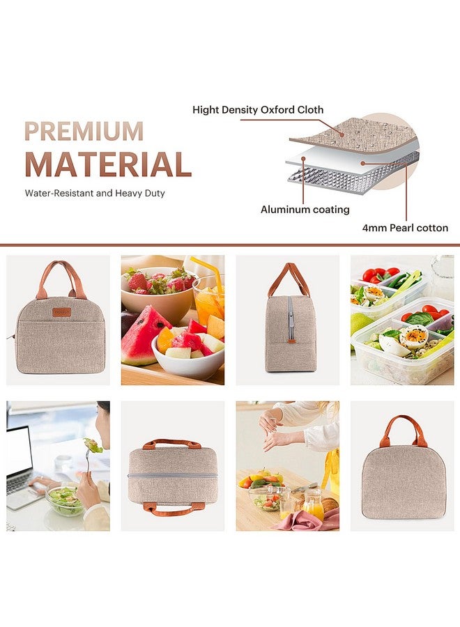 Easyfun Lunch Bag for Women & Men Adult Insulated Lunch Box, Small Leakproof Cooler Food Lunch Containers Reusable High Capacity Lunch Tote Bags for Work, Travel, Outdoor (KHAKI) - Image 5