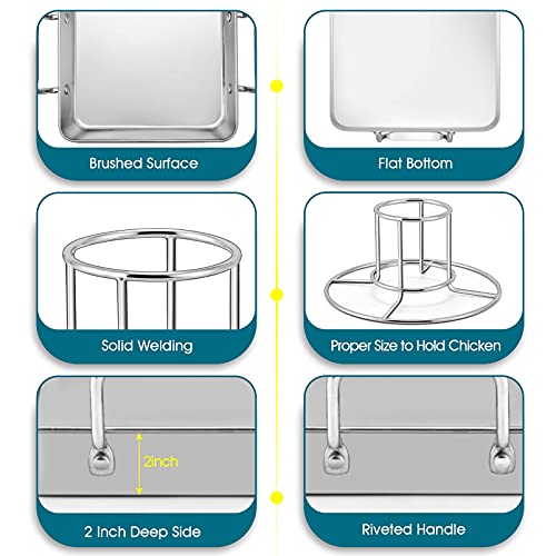 TeamFar Beer Can Chicken Holder, Stainless Steel Roasting Drip Pan with Vertical Rack Stand for Grill Oven Smoker, Healthy & Heavy Duty, Easy Clean & Dishwasher Safe (1 Pan + 1 Rack) - Image 4