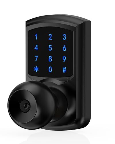 Hidalife Keyless Entry Door Lock with Code, Keypad Door Lock with Handle, Touchscreen Digital Lock with Keypad for Front Door, Auto-Lock, Matte Black - Image 1