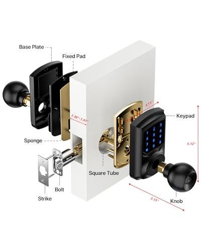 Hidalife Keyless Entry Door Lock with Code, Keypad Door Lock with Handle, Touchscreen Digital Lock with Keypad for Front Door, Auto-Lock, Matte Black - Image 5