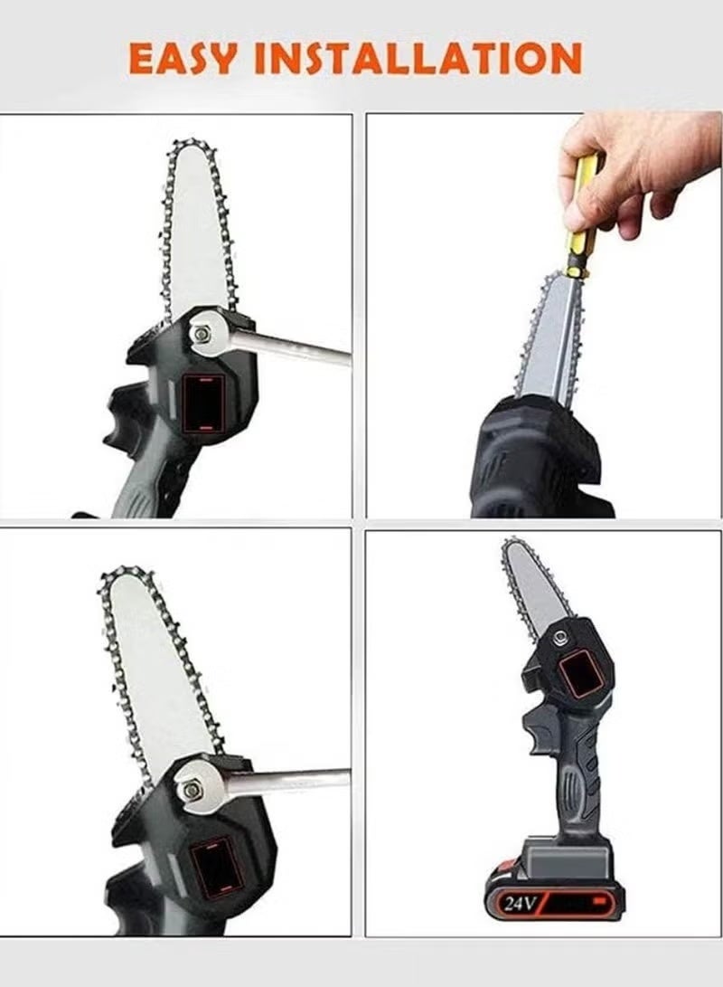 GENNEXT Cordless Chainsaw One Hand 6 Inch Small Chain Saw With 24V Rechargeable Battery Portable Cutting Tool For Tree Branch Trimming Wood Gardening Mini Electric Chainsaw Kit, Adjustable Speed - Image 5