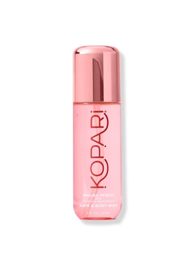 Kopari Kopari Hair & Body Mist Malibu Peach, Long-Lasting Playful Vibrant Tropical Scent, Warm Floral Fragrance, Blend of Peach with a Jasmine, 4 oz - Image 1