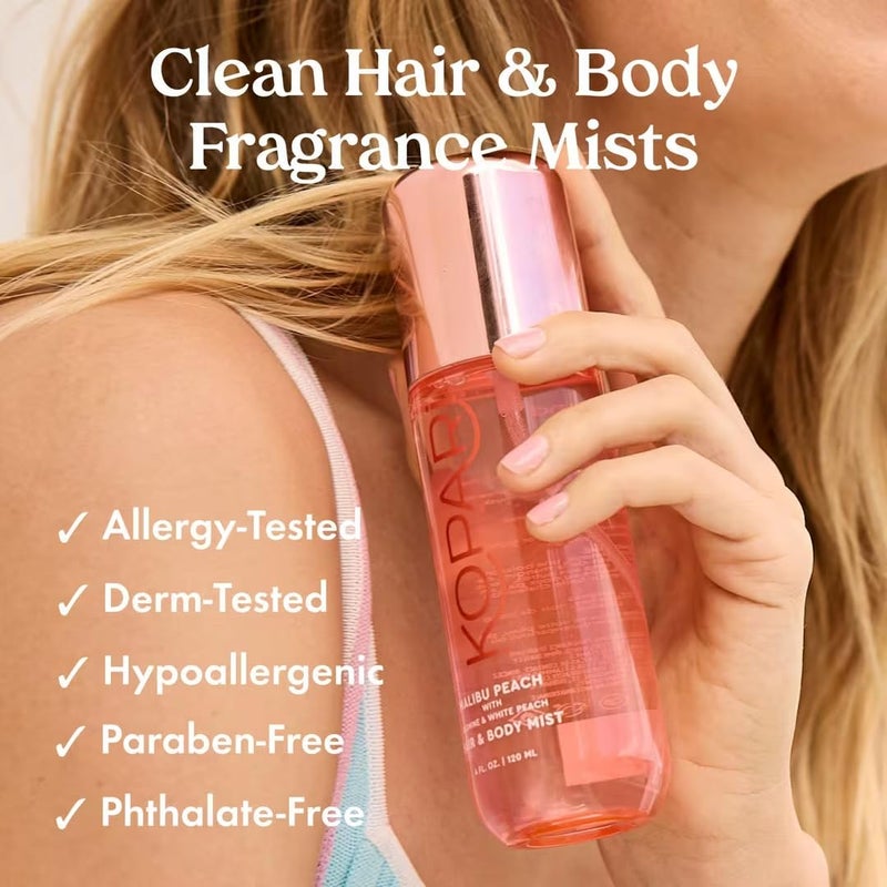 Kopari Hair & Body Mist Malibu Peach, Long-Lasting Playful Vibrant Tropical Scent, Warm Floral Fragrance, Blend of Peach with a Kiss of Jasmine, 4 oz - Image 3