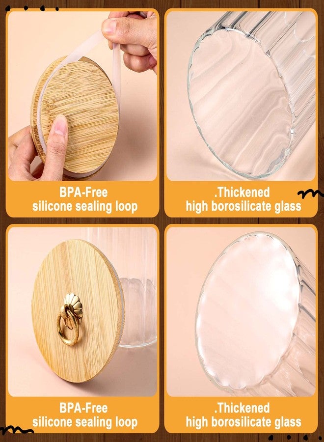 رتيري مجموعة ريتيري من 6 قطع من علب تخزين زجاجية بأغطية محكمة الإغلاق، سعة 30 أونصة، لحفظ البسكويت، وحاويات زجاجية مزخرفة للقهوة، وعلب طعام زجاجية مع حلقة معدنية، مثالية لمستلزمات حفلات الشتاء وأعياد الميلاد. - Image 4