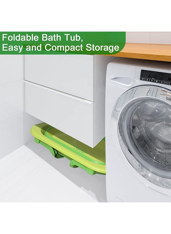 Beauenty Baby Bathtub Folding Infant Bath Tub, Non-Slip Collapsible Kids Shower Bath Basin Foldable Portable Washing Bathing Tub Safe Large Bathtub with Drain Hole for Children Newborn Toddler Pet Travel  - Image 2