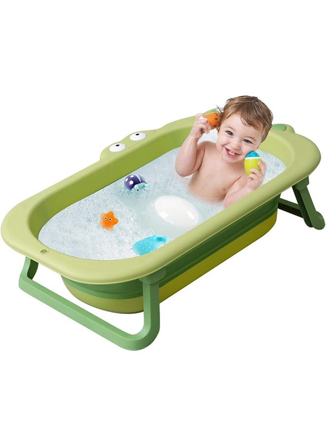 Beauenty Baby Bathtub Folding Infant Bath Tub, Non-Slip Collapsible Kids Shower Bath Basin Foldable Portable Washing Bathing Tub Safe Large Bathtub with Drain Hole for Children Newborn Toddler Pet Travel  - Image 1