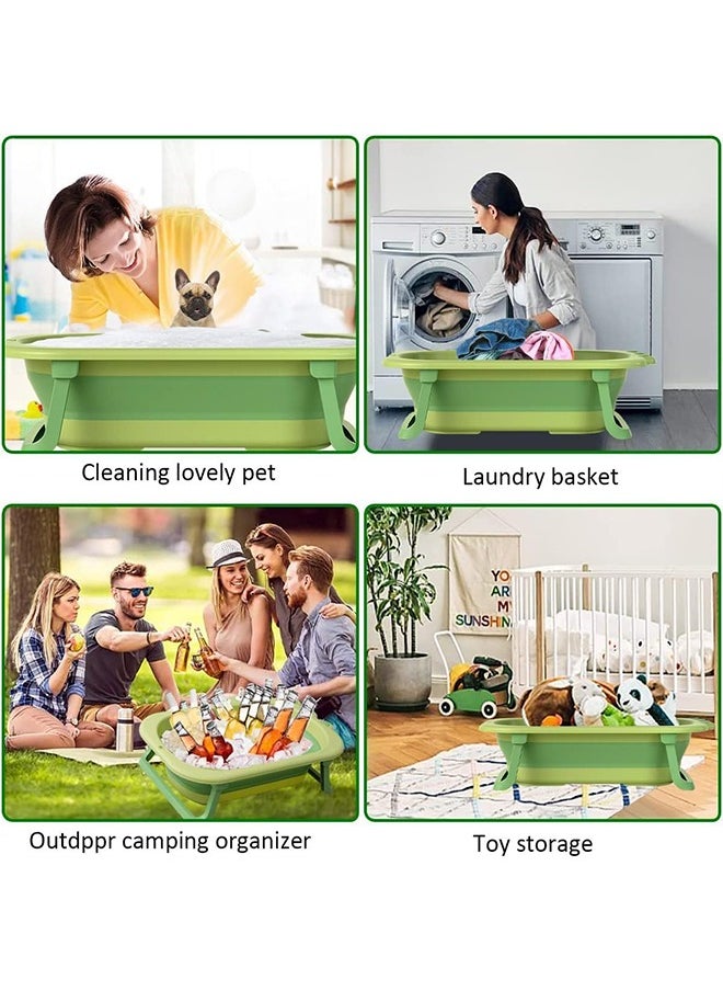 Beauenty Baby Bathtub Folding Infant Bath Tub, Non-Slip Collapsible Kids Shower Bath Basin Foldable Portable Washing Bathing Tub Safe Large Bathtub with Drain Hole for Children Newborn Toddler Pet Travel  - Image 5