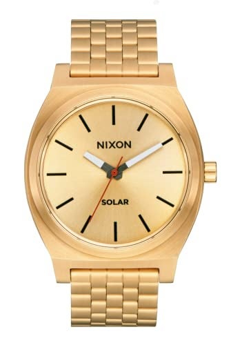 NIXON Time Teller Solar A1369 All GoldBlack 100m Water Resistant Mens Analog Solar Powered Fashion Watch 405mm Watch Face 20mm 5 Link Stainless Steel Band - Image 3