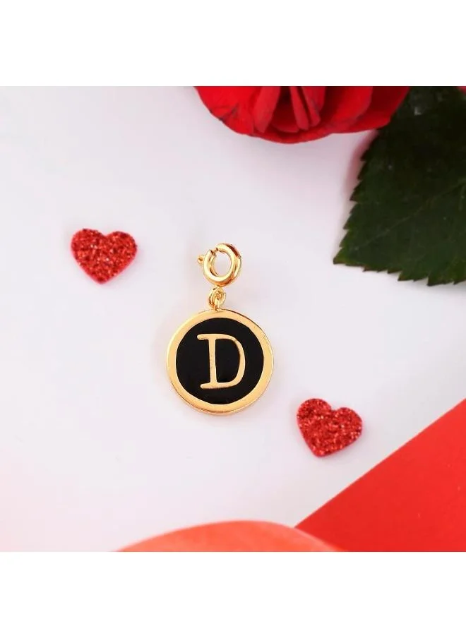 VOYLLA Valentine's Day Collection Alphabet D Black Enamel Charm