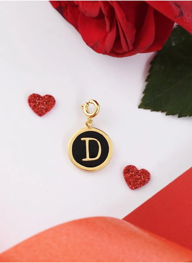 VOYLLA Valentine's Day Collection Alphabet D Black Enamel Charm