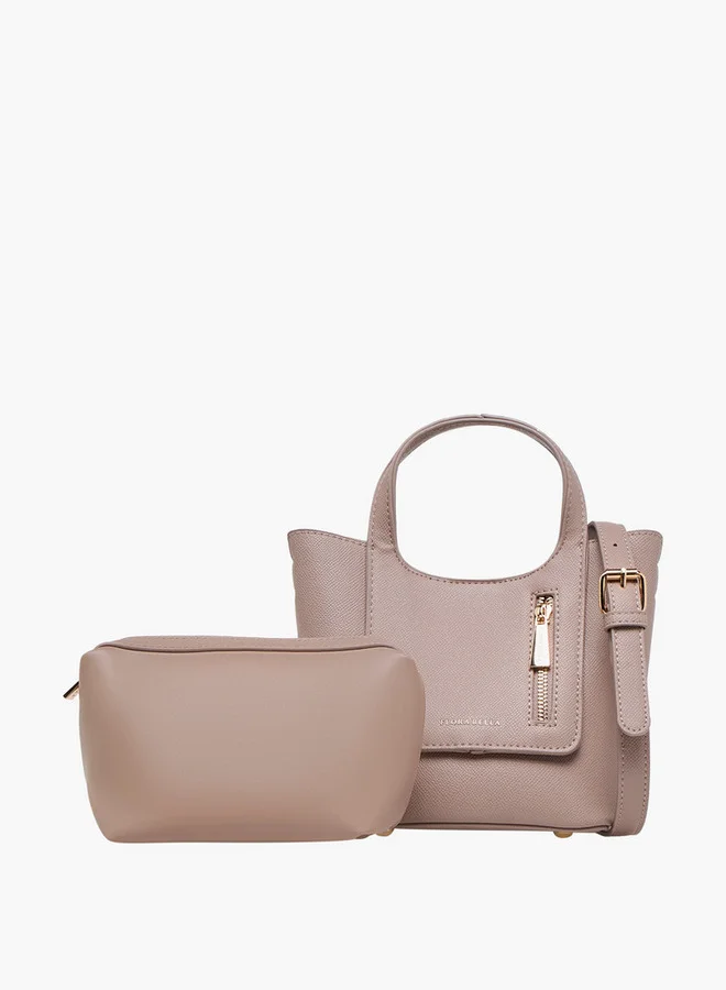 Flora Bella By Shoexpress Solid Tote Bag with Detachable Strap and Pouch