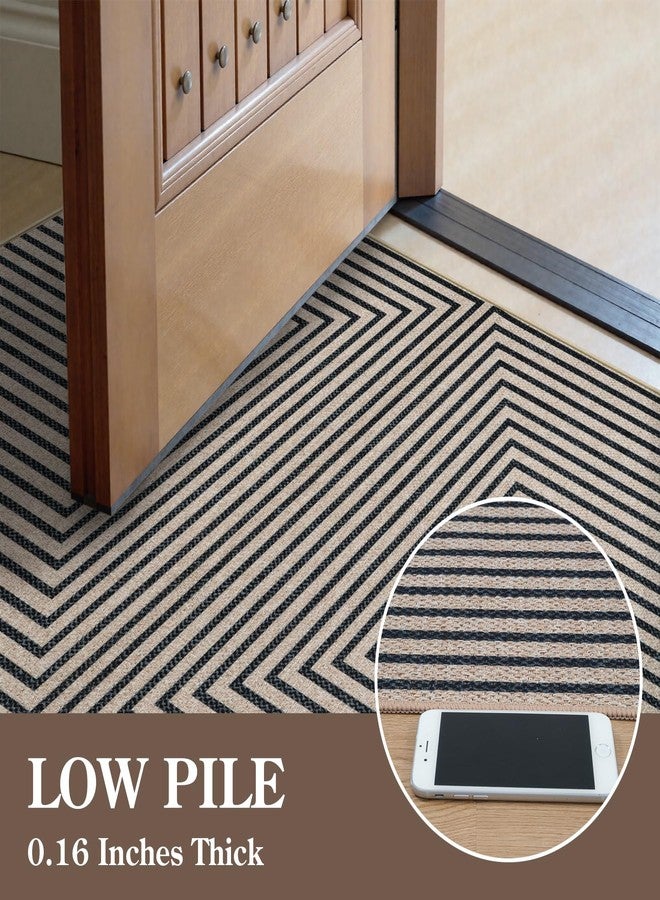 Collive 3x5 Easy Jute Outdoor Entryway Rug, Washable Modern Geometric Indoor Carpet Black Neutral Small Area Rugs, Non Slip Woven Kitchen Mats for Entrance Bedroom Kids Room Patio Decor - Image 5
