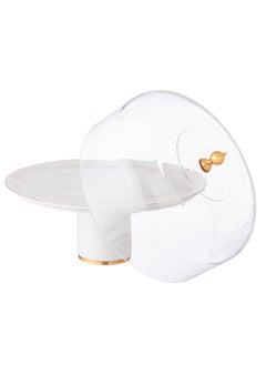 Dania A set for cakes and sweets, porcelain with a golden line pattern, 6 cake plates + 1 cake stand White 34x34x10 cm  - Image 3