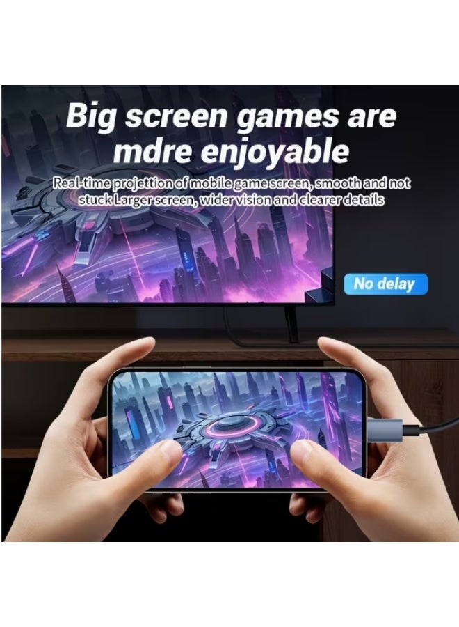 Type-C to HDTV Cable HDMI Cable - Support 4K - HDMI 2.0 Monitor Cable - Compatible with Mobile Phone/Laptop/Computer/iPad/Android/iOS/Samsung/Projector - 2M - Image 4