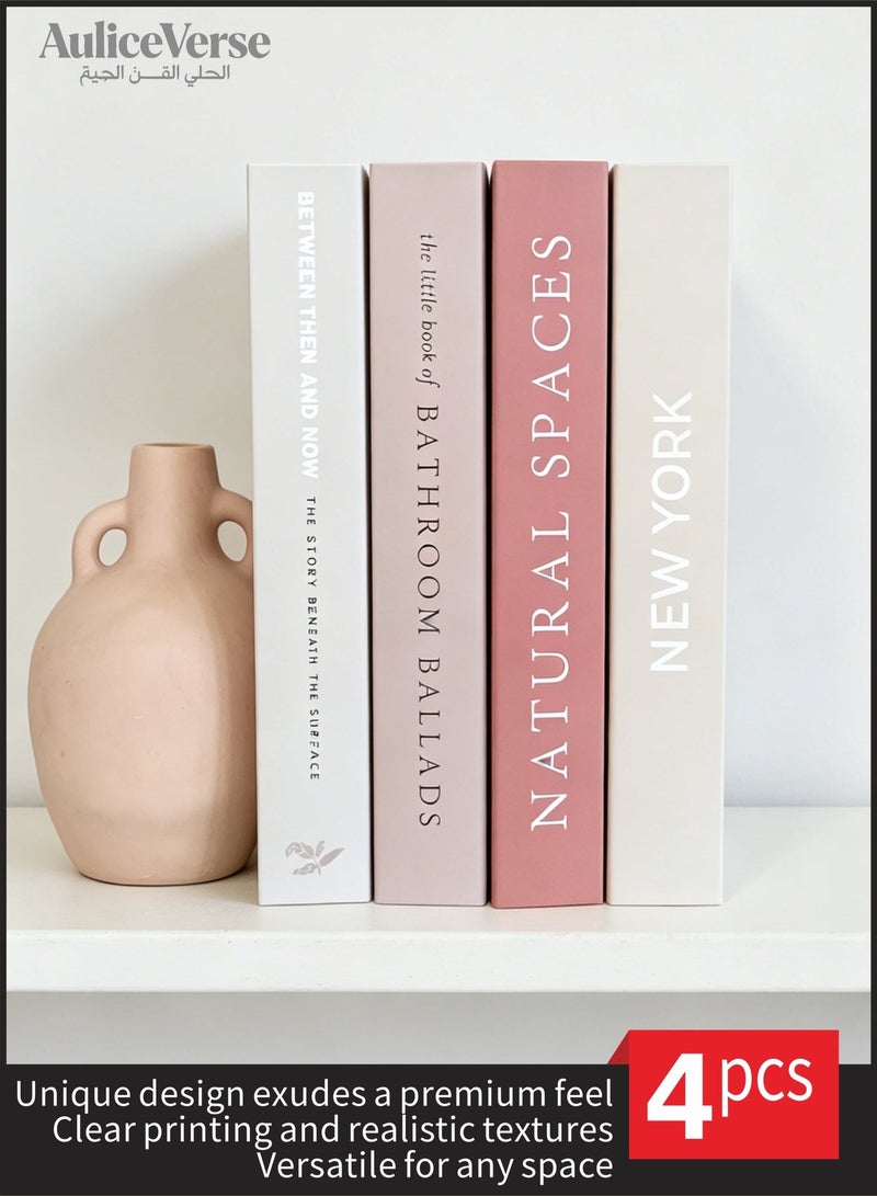 AuliceVerse 4PCS Neutral Decorative Books for Home Decor - Modern Minimalist Fake Books Set with Story/New York/Natural Spaces/Modern Living Themes | Matte Faux Books for Shelf, Coffee Table, Living Room, Office & Bedroom, Classy Fashion Decor - Image 1