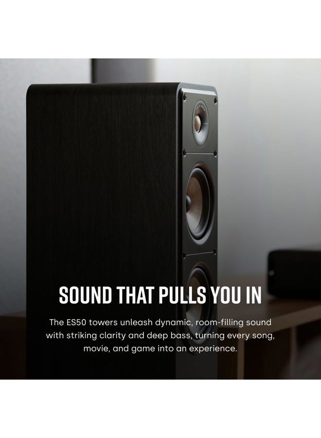Polk Audio Signature Elite ES50 Tower Speaker - Hi-Res Certified, Dolby Atmos & DTS:X Compatible, 1" Tweeter & (2) 5.25" Woofers, Power Port Technology for Effortless Bass, Stunning Black - Image 4