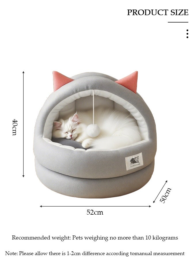DUNISO أسرّة القطط منزل دافئ قبة قط ناعمة مريحة منزل داخلي دافئ عش حيوانات أليفة ، تصميم مغلق بالكامل ، رغوة سميكة لعزل الضوضاء الزائدة مناسبة للحيوانات الأليفة مع حصيرة قابلة للغسل والفصل خيمة قط مضادة للانزلاق - Image 2