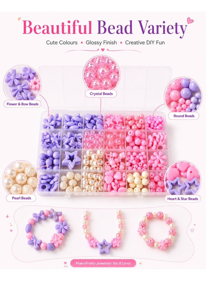 Capstro 24 Grid Acrylic Jewelry Making Kit Colorful Girls – DIY Bead Box with Bright Acrylic Beads, Charms & Elastic Strings – Creative Arts & Crafts Gift for Kids Age 4–10 - Image 2