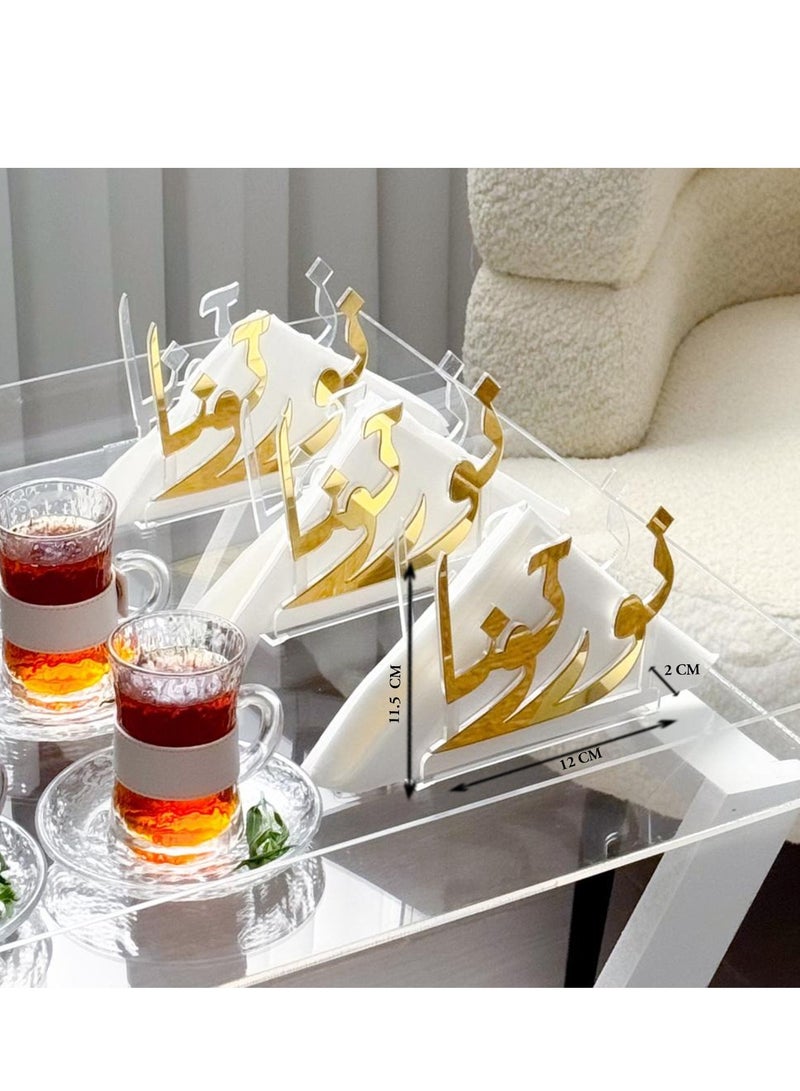 حكاية شمعة حامل منديل بعبارة نورتونا عدد 3 قطع | ذهبي - Image 2