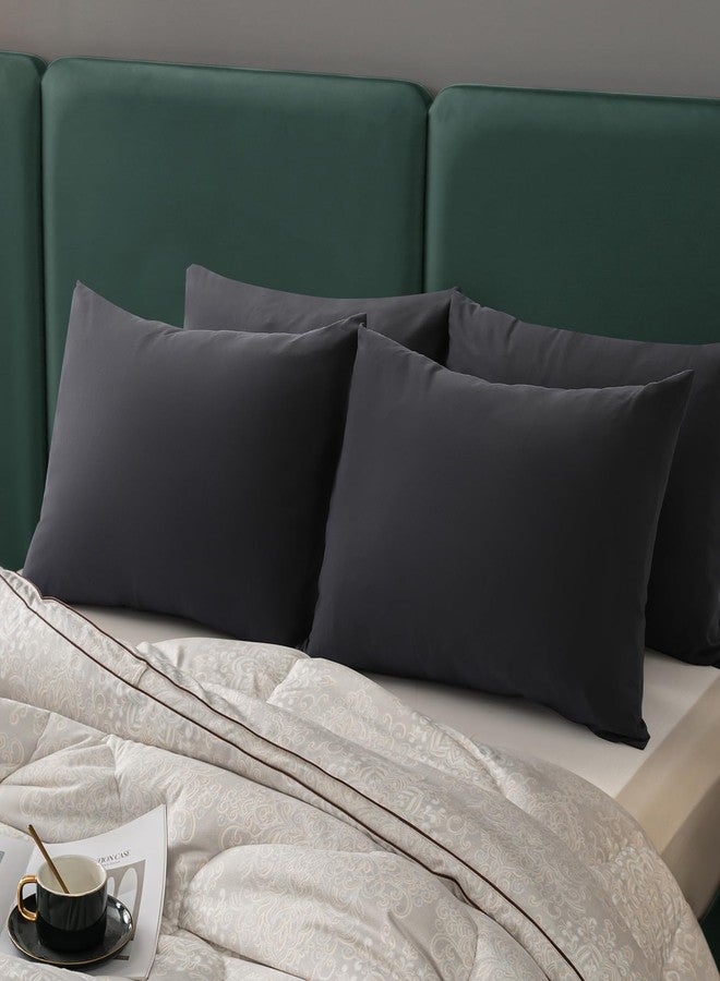 BEITE FIBER مجموعة أغطية وسائد بيتي القياسية (4 قطع) - رمادي داكن 20×26 بوصة بتصميم سحاب سلس - غطاء وسادة مريح ولطيف على البشرة - Image 4