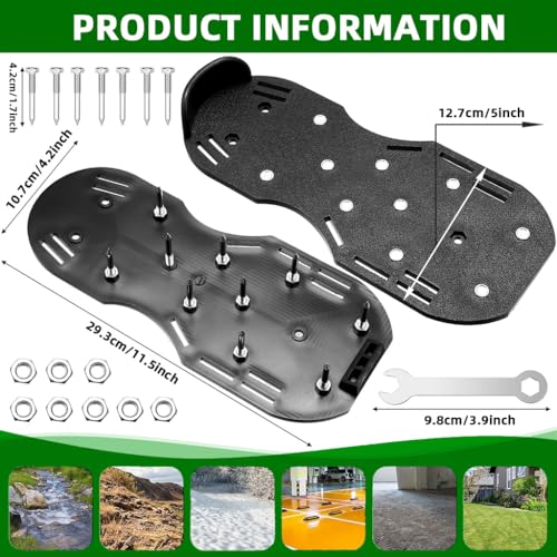 HASTHIP® Lawn Aerator Shoes with Dual Hook and Loop Fastening Straps, Gardening Spiked Sandals for Shoes and Boots Detachable Metal Spikes Design, One Pair - Image 2