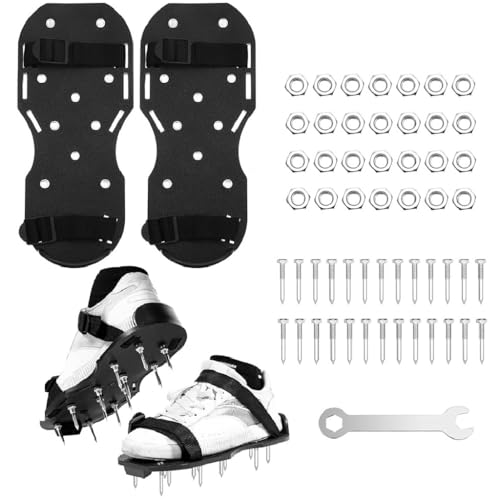HASTHIP® Lawn Aerator Shoes with Dual Hook and Loop Fastening Straps, Gardening Spiked Sandals for Shoes and Boots Detachable Metal Spikes Design, One Pair - Image 1