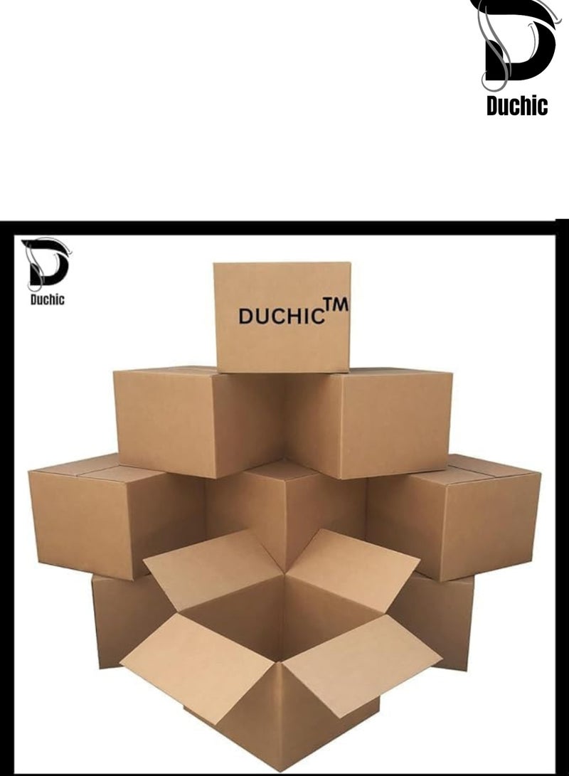 دوشيك مجموعة Duchic™ من 10 صناديق نقل من الورق المقوى، سعة 10 كجم، 45 × 32 × 23 سم، [لفافة واحدة] غلاف شفاف ممتد - 500 مم (1.3 كجم)، شريط تغليف شفاف [2 بوصة × 50 ياردة] شريط تغليف قوي ومتين للإغلاق - Image 2