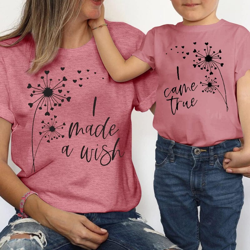 LUKYCILD Mom and Daughter Matching Outfits I Made a Wish Mommy and Me Shirts Mom and Baby Matching Shirt - Image 4