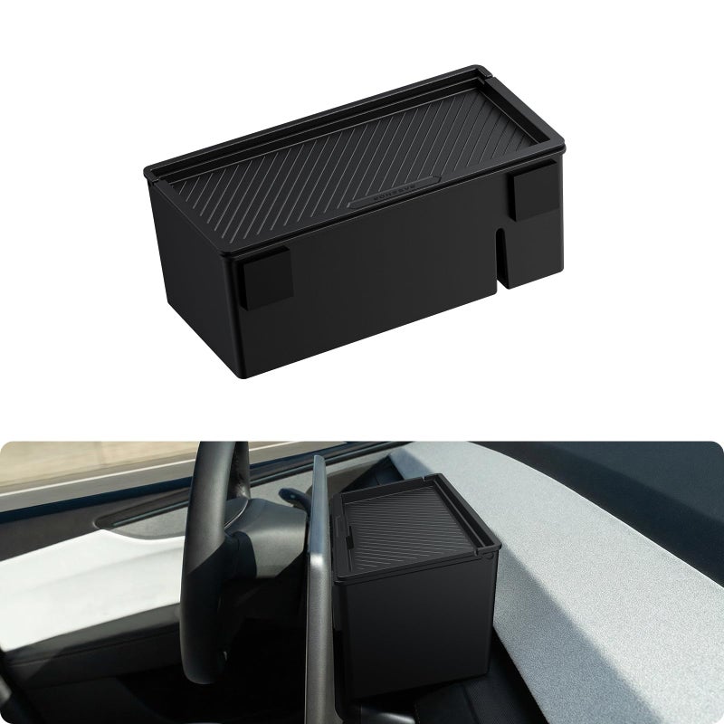 BASENOR Behind Screen Storage for Tesla Model Y Juniper 2025-2026 Model 3 Highland 2024-2026, Hidden Sunglasses Holder Tray with Privacy Protection, Dashboard Center Console Organizer Accessories - Image 1