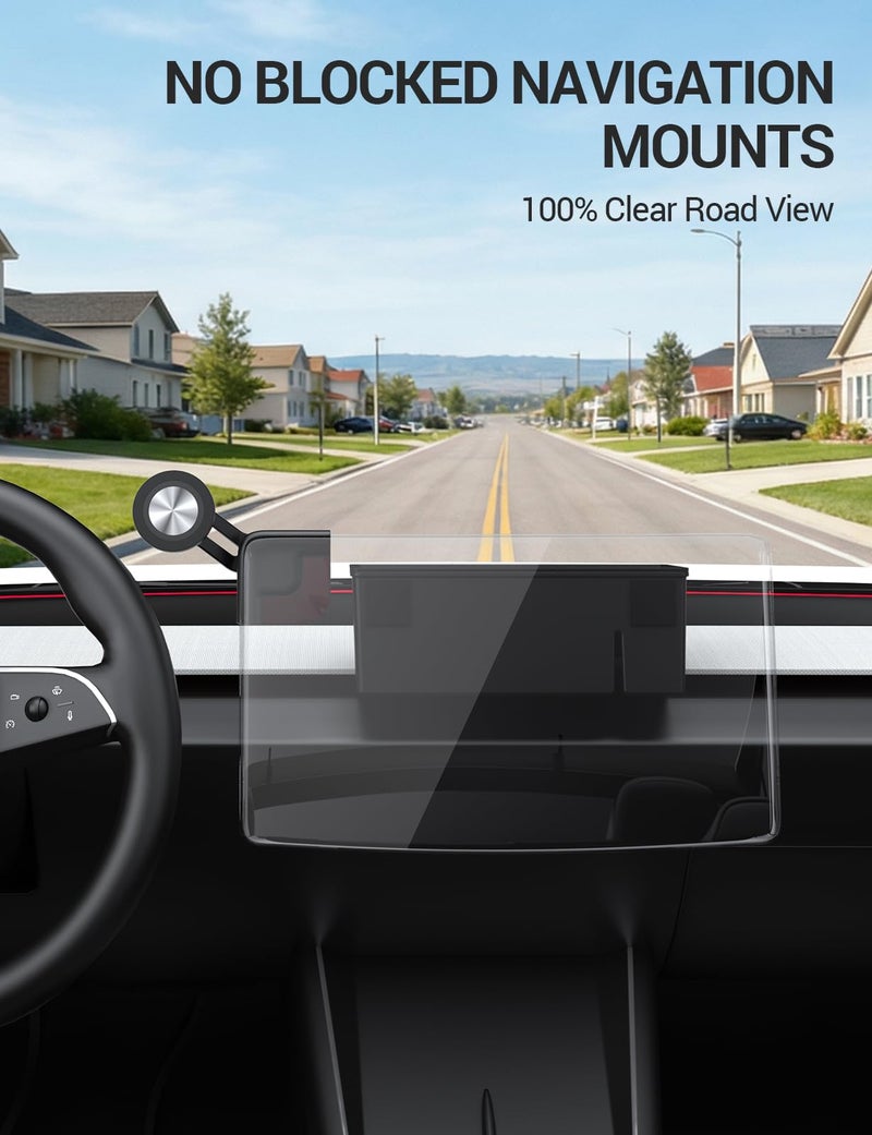 BASENOR Behind Screen Storage for Tesla Model Y Juniper 2025-2026 Model 3 Highland 2024-2026, Hidden Sunglasses Holder Tray with Privacy Protection, Dashboard Center Console Organizer Accessories - Image 5