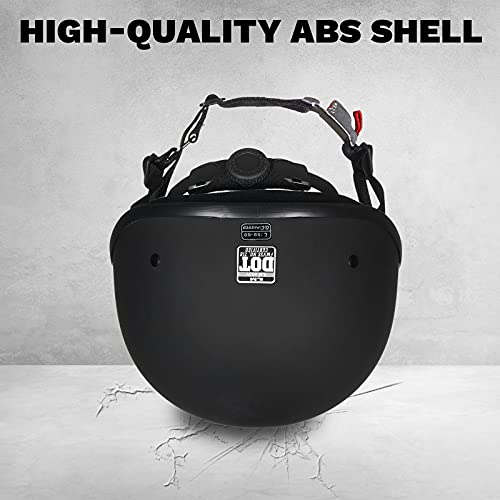 ILM Motorcycle Half Helmet with Sunshield Quick Release Strap Half Face Fit for Cruiser Scooter DOT Approved 883V (Matte Black, X-Large) - Image 4