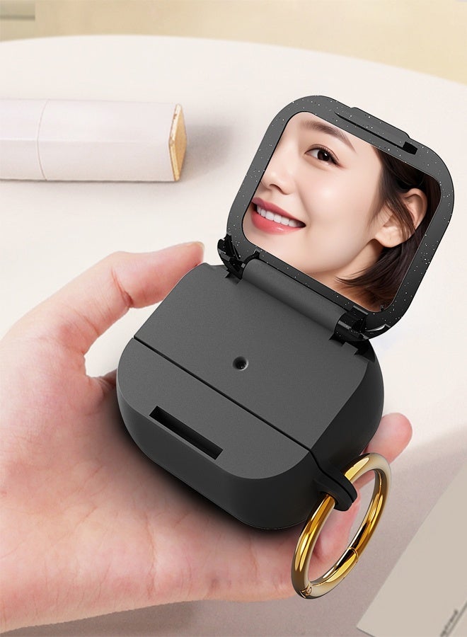 Case for Airpods 4 with Mirror - Black Airpods 4th CasesSilicone for Airpods 4 Earbuds Case Cover Women Wireless Charging Case with Accessories Keychain for Apple Gen 4th Generation  - Image 3