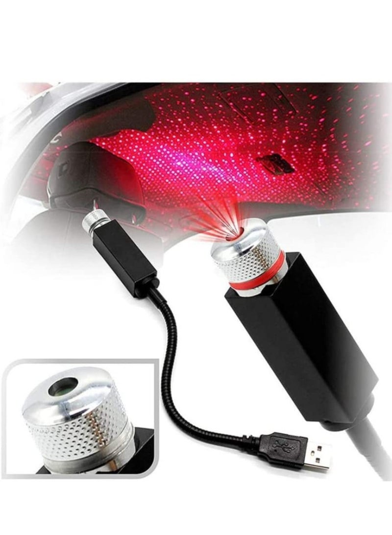 ELTRAZONE Usb Roof Star Projector Lights With 3 Modes, Usb Portable Adjustable Flexible Interior Car Night Lamp Decor With Romantic Galaxy Atmosphere Fit Car, Ceiling, Bedroom, Party (Plug&Play, Red) - Image 1