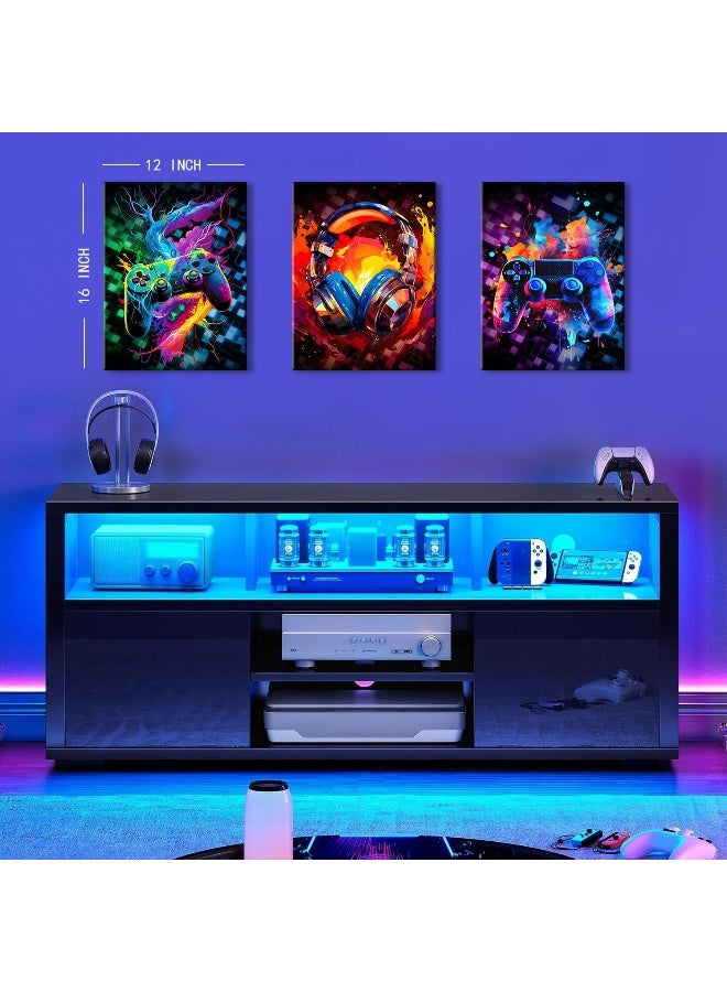 YOOOAHU Gaming Wall Decor Graffiti Gamer Room Decor for Boys Cool Game Wall Art for Teens Men Bedroom Street Pop Cyberpunk Gamepad Headphones Canvas Pictures Living Room Playroom Home Decorations 12x16" 3Pcs - Image 3