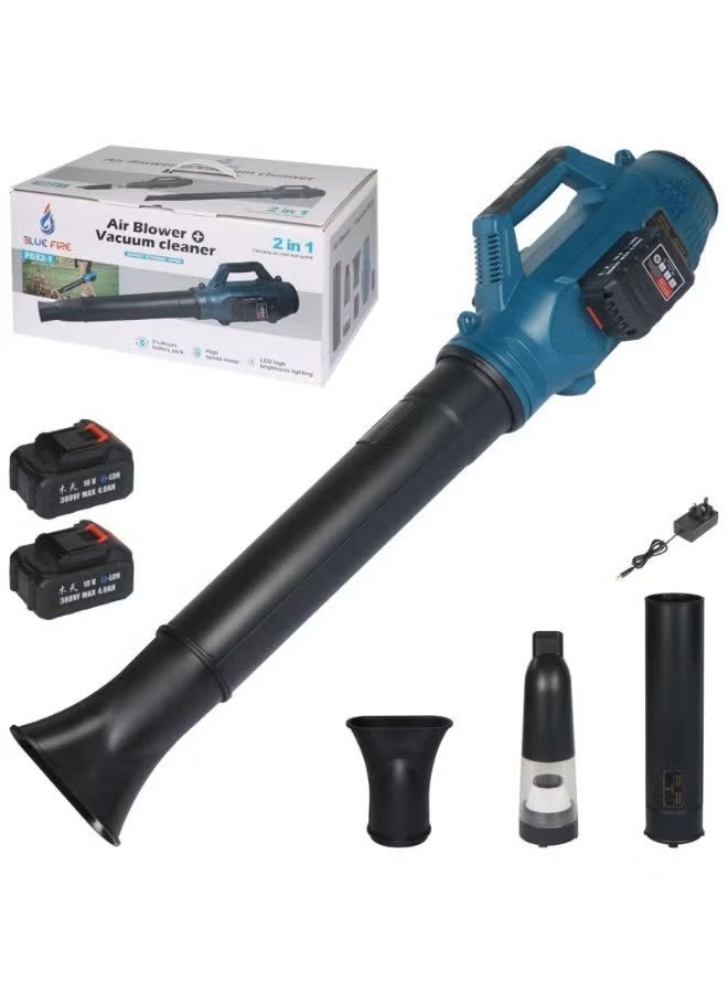 BlueFire 600W Cordless Air Blower & Vacuum Cleaner 2-in-1 | 22000RPM High Speed Rechargeable Electric Turbo Blower with 6-Speed Touch Control | Powerful 12-Blade Turbine Fan with Dual Battery & Multiple Nozzles | Portable Handheld Dust Cleaner for Car, Garage, Garden, RV, Workshop & Home - Image 1