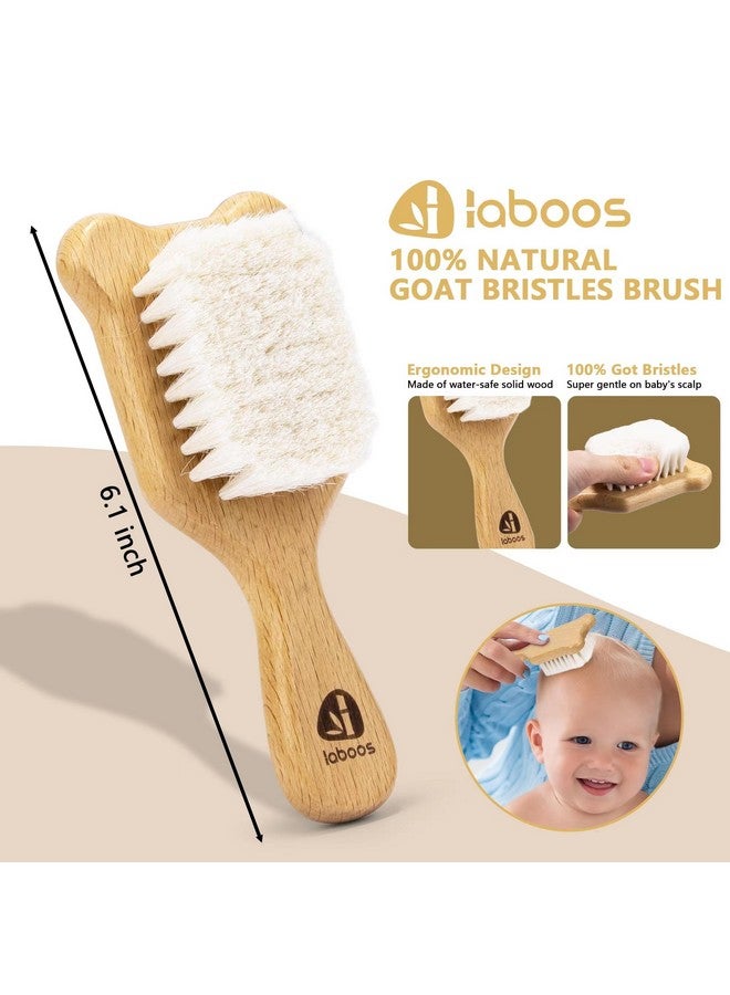 laboos Baby Hair Brush and Comb Set for Newborns & Toddlers - Wooden Handle and Natural Soft Goat Bristles,Gentle Cradle Cap Care,Baby Massage and Scalp Brush,Ideal Baby Registry Gift,Beech with Cute Bear - Image 4