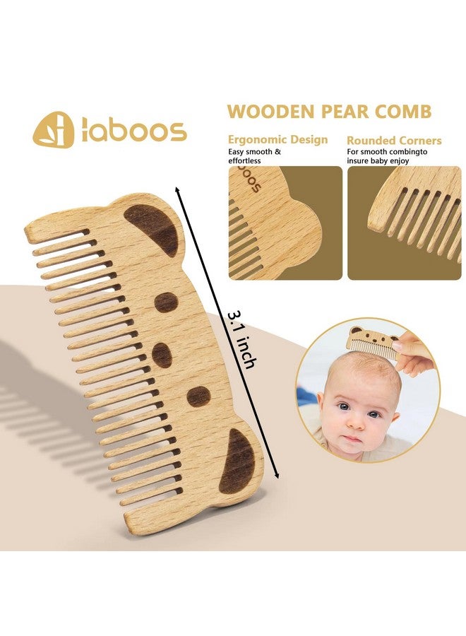 laboos Baby Hair Brush and Comb Set for Newborns & Toddlers - Wooden Handle and Natural Soft Goat Bristles,Gentle Cradle Cap Care,Baby Massage and Scalp Brush,Ideal Baby Registry Gift,Beech with Cute Bear - Image 3