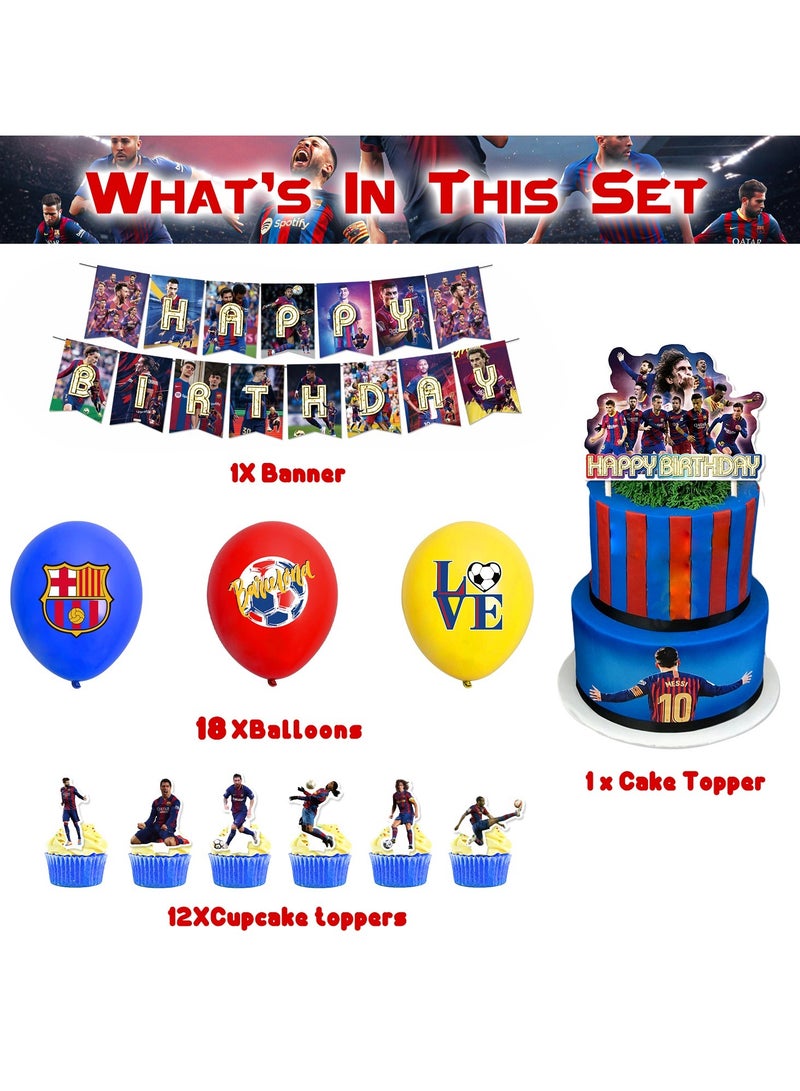 Soccer Balloons, Football Cupcakes, Football Banner, Football Centerpieces, Barcelona Party Decorations Kit for Birthday Party Supplies, Barcelona Theme Party Decorations - Image 5