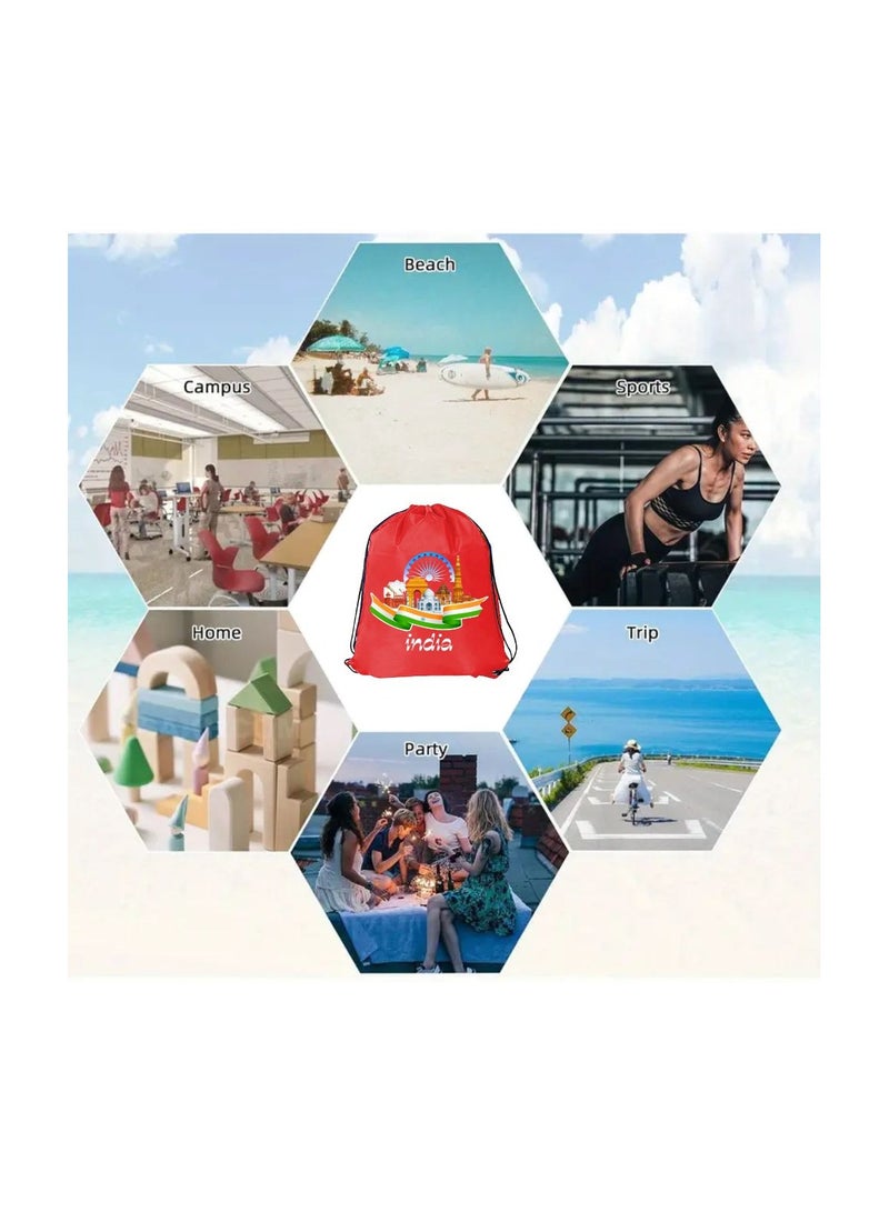 India Pack Of 3 Drawstring Bags For Republic Day-Durable Sports Backpack For Kids,Great For School And College,Everyday Use, Lightweight with Printed-Perfect For India Republic Day - Image 4