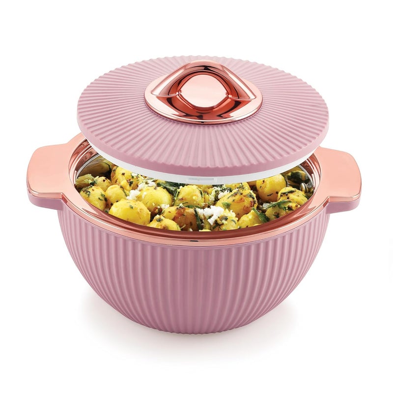 Liza Froyo Casserole1 PC, Round PU Insulated Inner Stainless Steel Casserole with Lid & Metalizing Knob | BPA Free | Confident Grip Handle (FROYO 1450.) (Light Purple) - Image 3