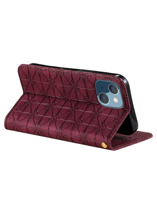 زبون جراب لهاتف iPhone 13 من الجلد المغناطيسي الأفقي المزخرف بنقوش زهور محظوظة مع حامل وفتحات للبطاقات - Image 5