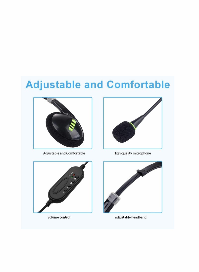 Excefore USB Headset with Microphone,Noise Cancelling & Audio Controls, Stereo PC Headphone for Business Skype Call Center Office Computer, Clearer Voice, Super Light, Ultra Comfort - Image 4