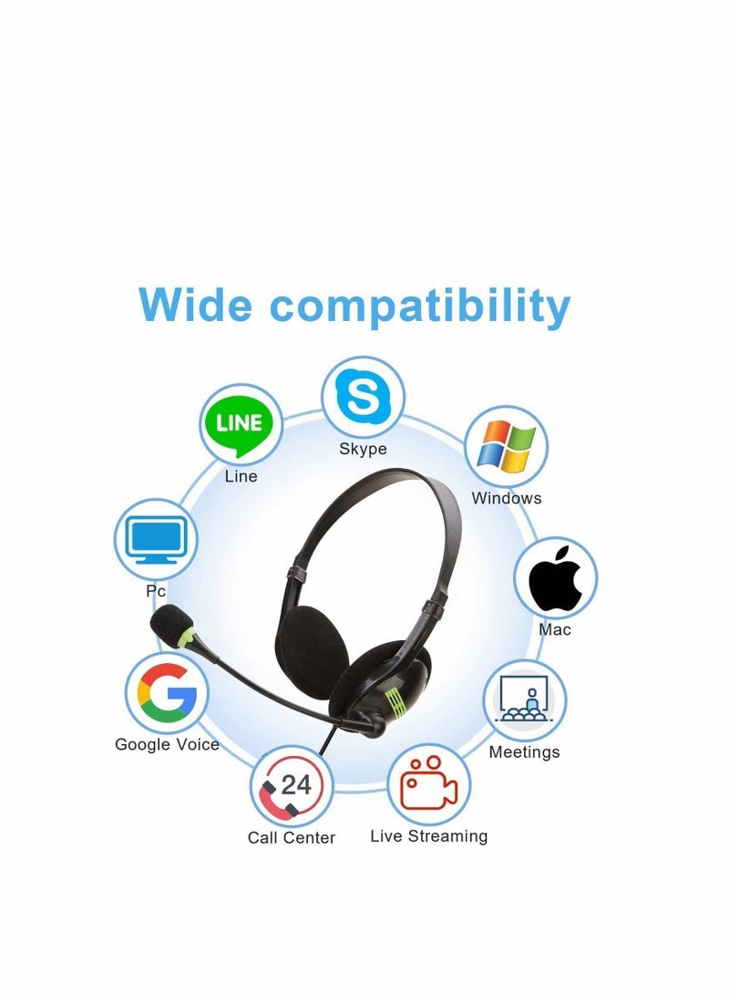 Excefore USB Headset with Microphone,Noise Cancelling & Audio Controls, Stereo PC Headphone for Business Skype Call Center Office Computer, Clearer Voice, Super Light, Ultra Comfort - Image 2