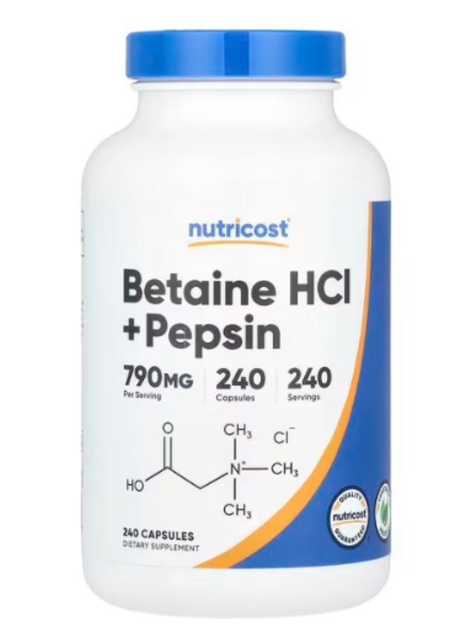 Nutricost, Betaine HCl + Pepsin, 240 Capsules
