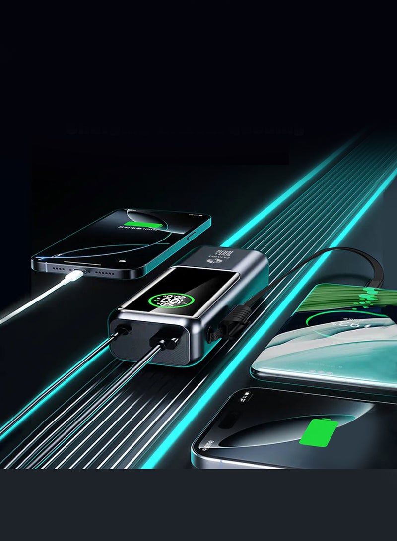 CATANES 20000mAh 100W Super Fast Charging Power Bank with Smart Digital Display and Built-in Type-C Cable - Grey - Image 3