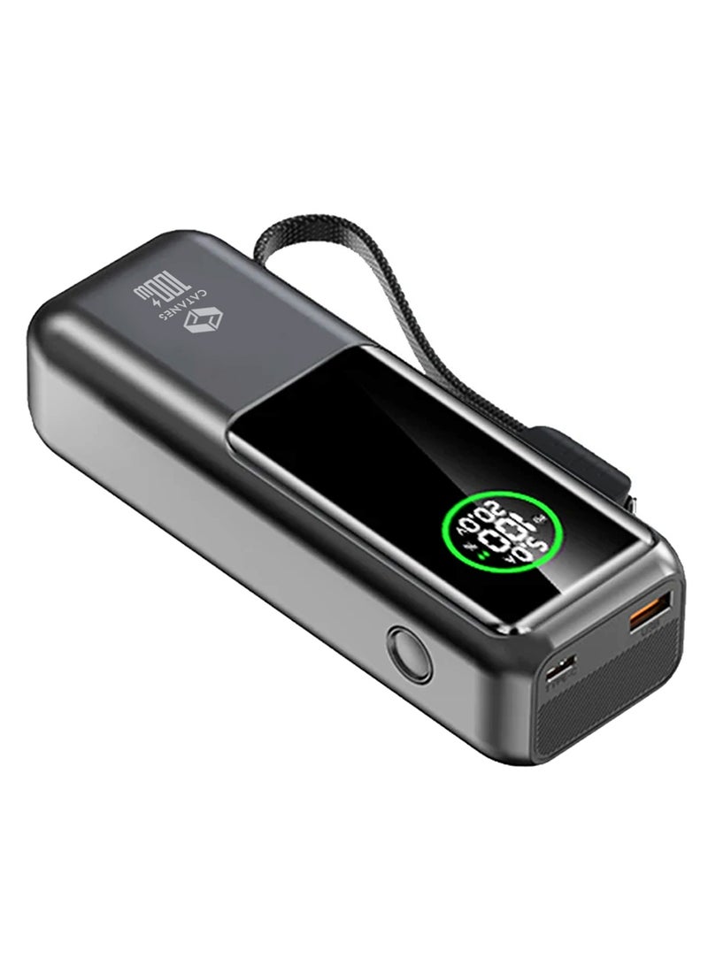 CATANES 20000mAh 100W Super Fast Charging Power Bank with Smart Digital Display and Built-in Type-C Cable - Grey - Image 4