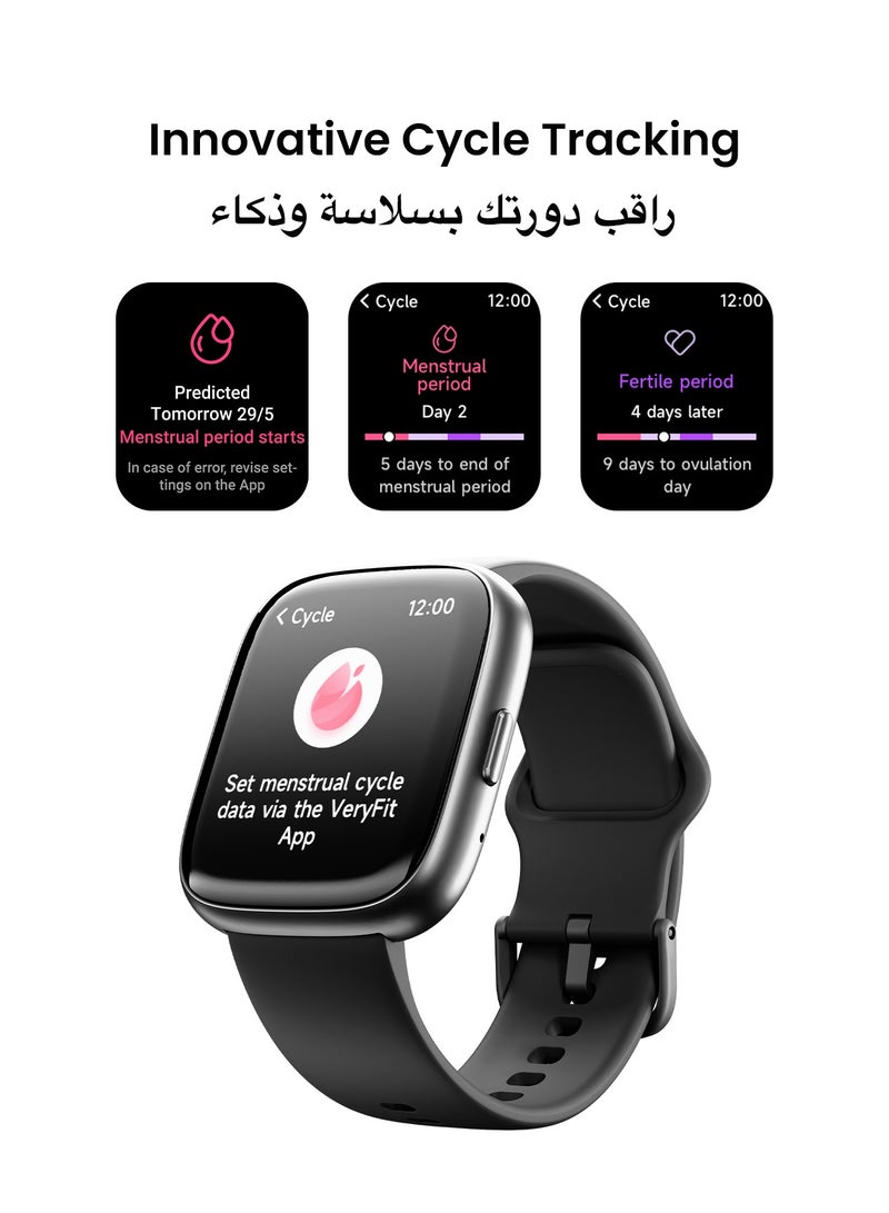 TinyMoose Smart Watch Tempo Go –  Long Battery Life, IP68 Waterproof, 100+ Fitness Modes, SpO2 & Heart Rate Tracking, 1.83 inch High-Resolution Display, AI Control, Bluetooth Calling, Fit by Tinymoose App Integration - Midnight Black - Image 5